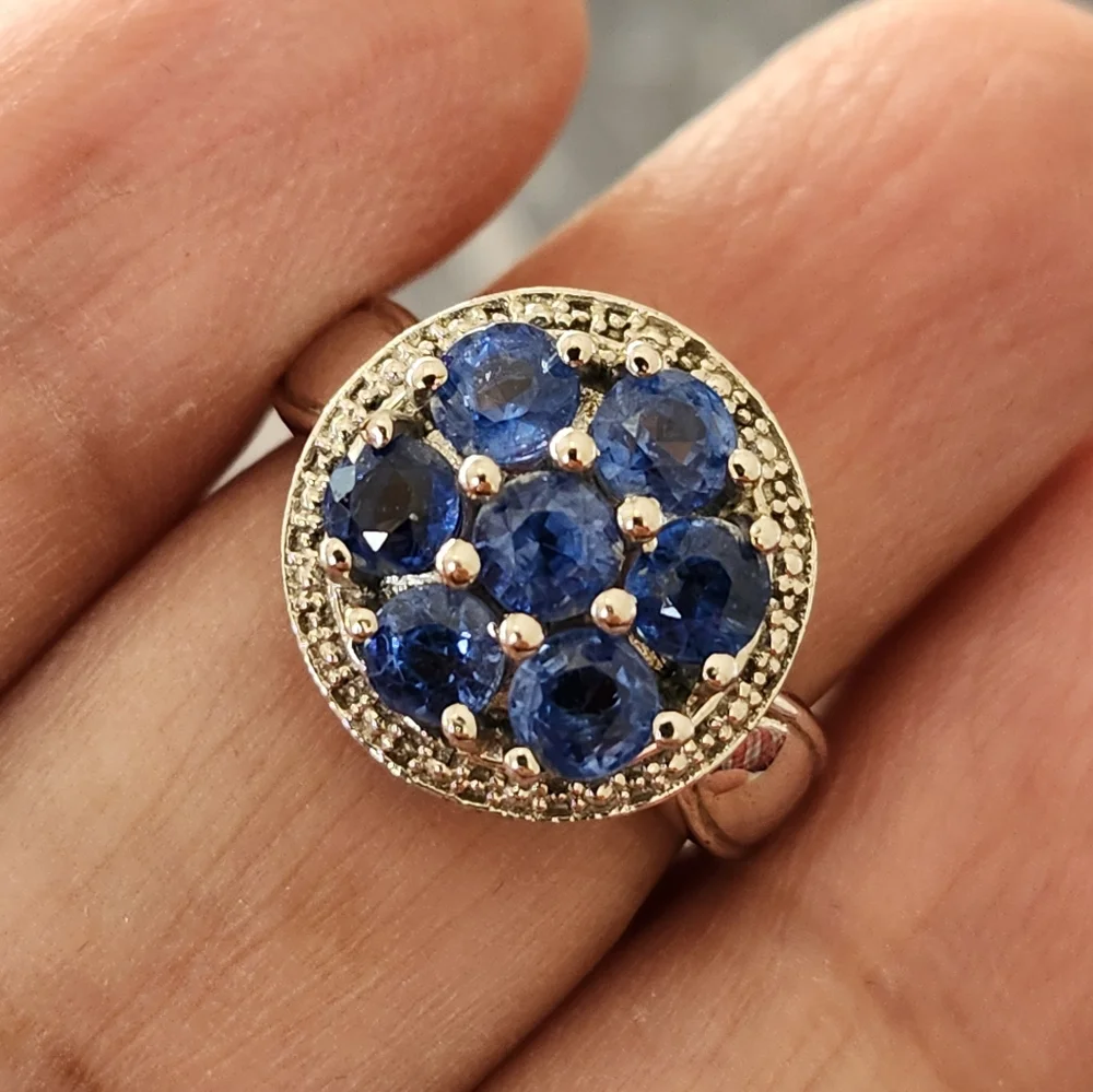Elegant Silver and Blue Gemstone Ring 925 real silver - Picture 5 of 8